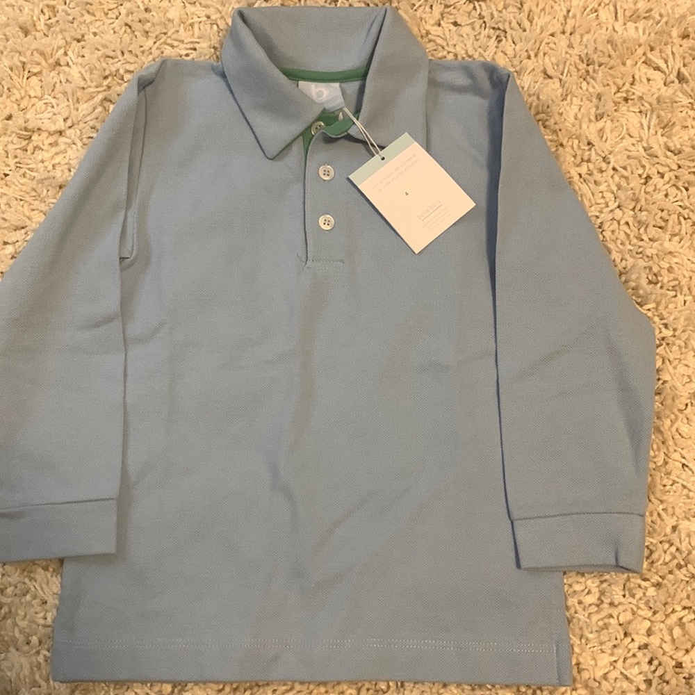 NWT Bella Bliss long Sleeve Polo Light Blue Size 4